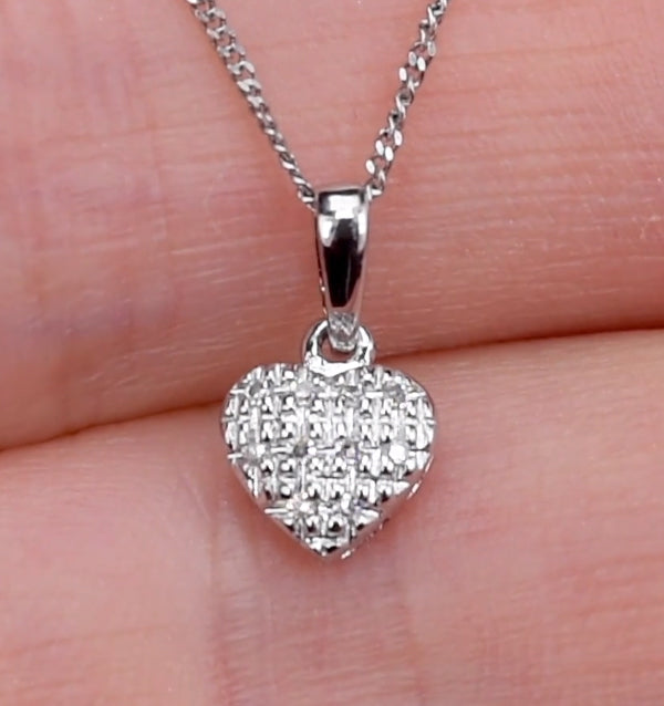 Stellato Diamond Heart Pendant Necklace 0.04ct in 9K White Gold